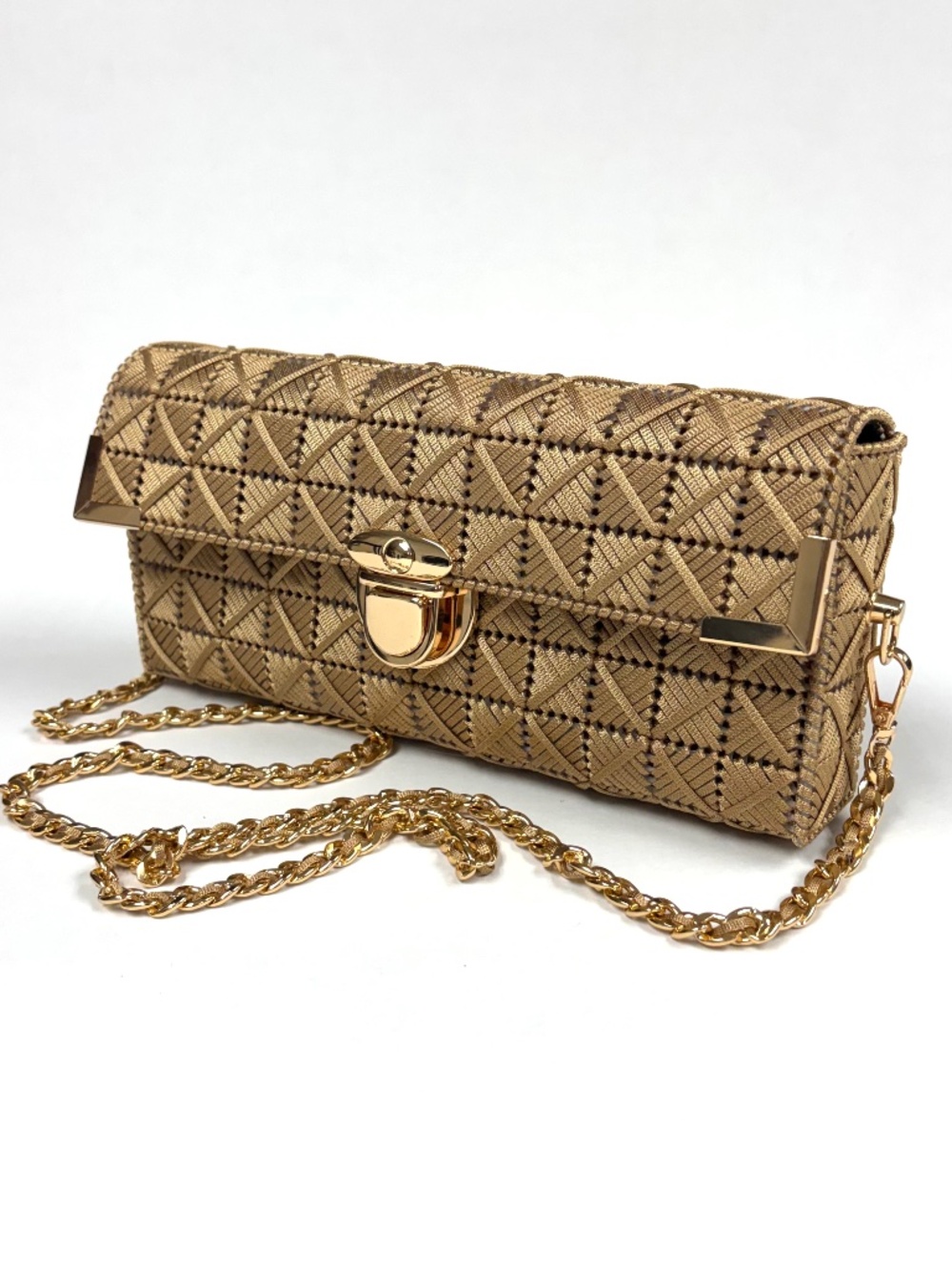 New Hand Woven Wide Gold Purse/Bag